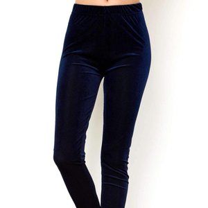The Corduroy Velour Leggings in Navy-Plus